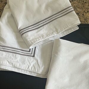White Hemstitch pillow sham Set with Gray Trim
